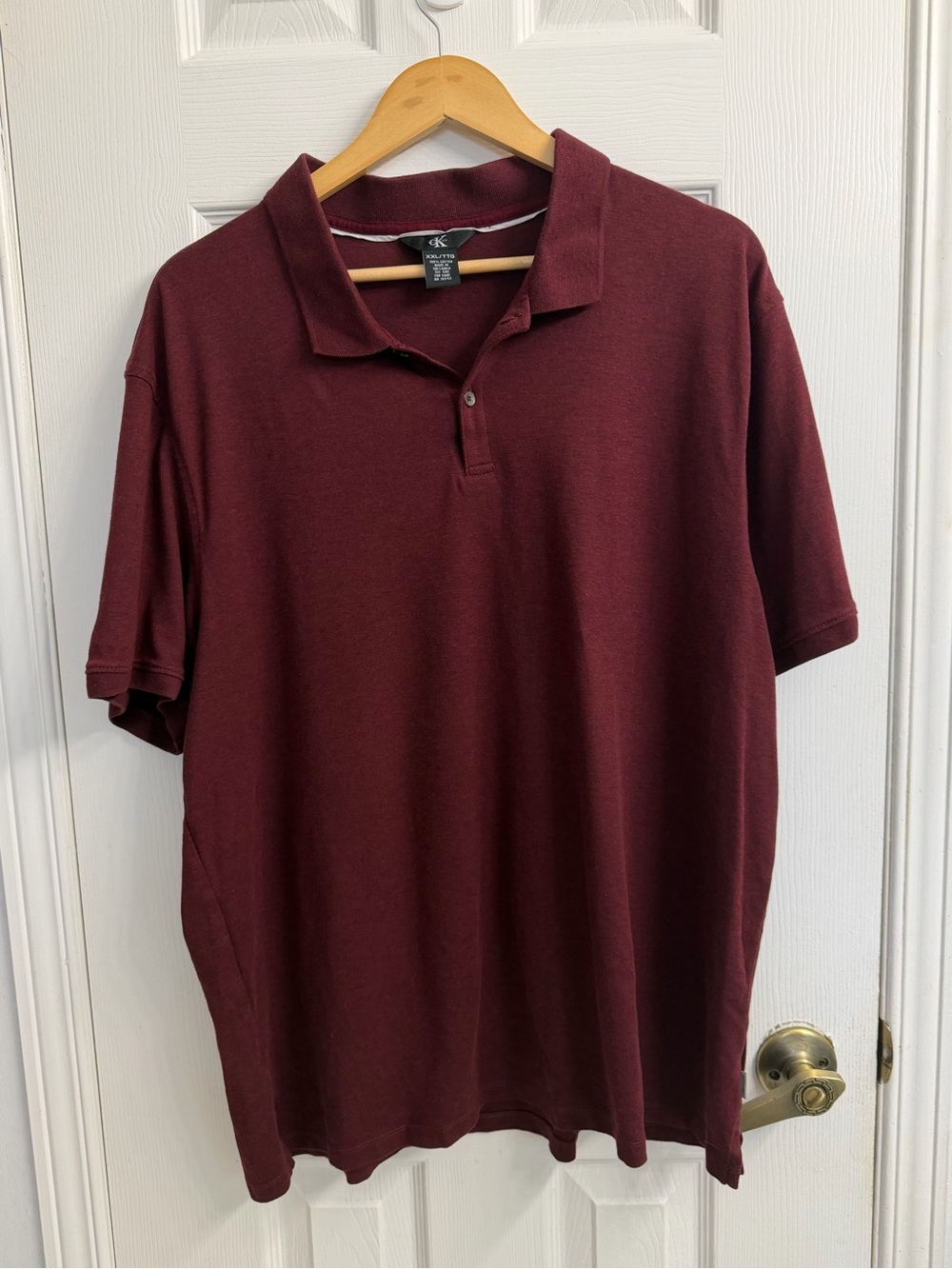 Calvin Klein Men's Burgundy Polo Shirt XXL Cotton Classic Preppy Golf Business